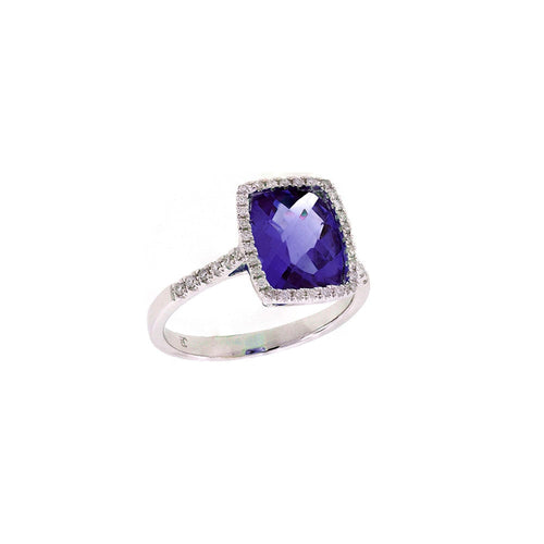 Pe Jay Creations - 14K White Gold Amethyst and Diamond Ring 