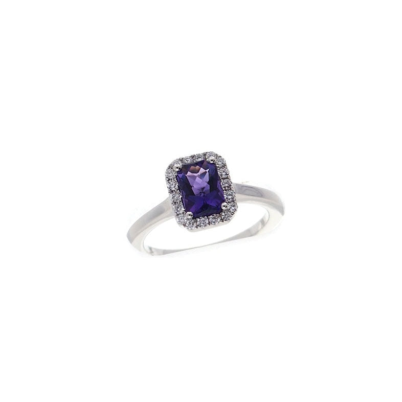Pe Jay Creations - 14K White Gold Amethyst Diamond Ring | 