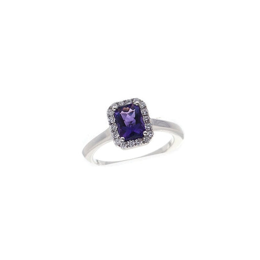 Pe Jay Creations - 14K White Gold Amethyst Diamond Ring | 