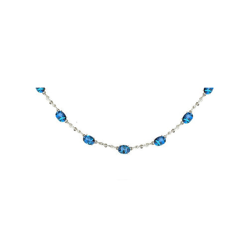 Pe Jay Creations - 14K White Gold Blue Topaz and Diamond 