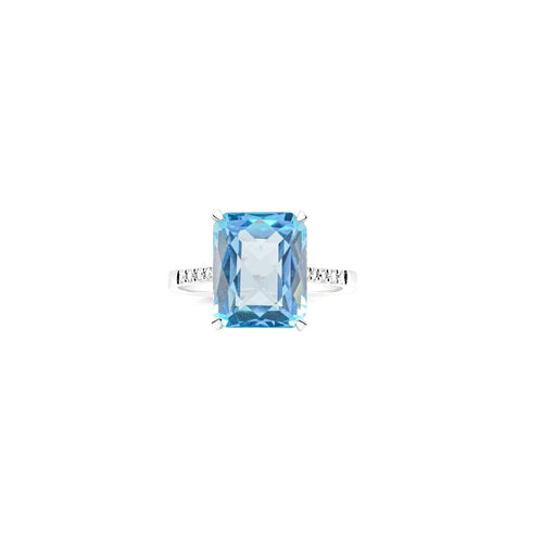 LaViano Jewelers 14K White Gold Diamond and Blue Topaz Ring