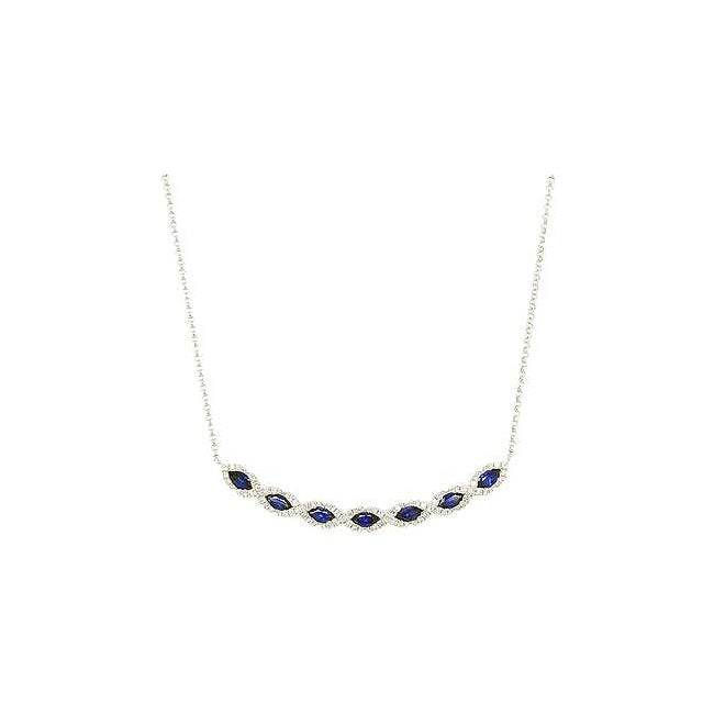 Pe Jay Creations 14K White Gold Diamond and Sapphire Necklace