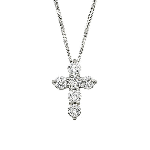 Pe Jay Creations - 14K White Gold Diamond Cross Necklace | 