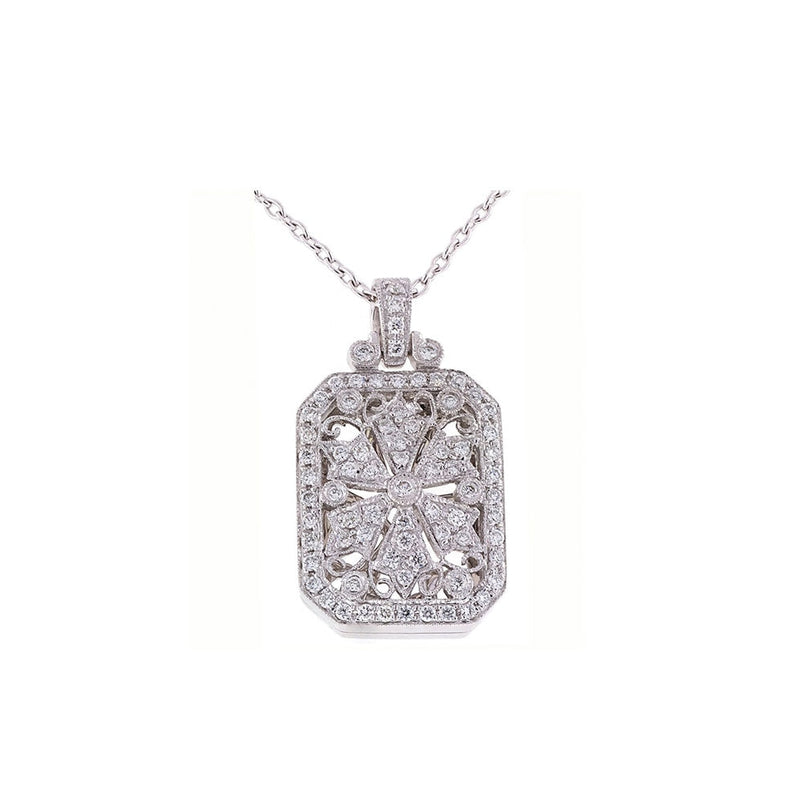 Pe Jay Creations - 14K White Gold Diamond Locket Necklace | 