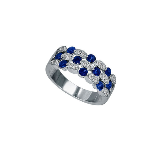 Pe Jay Creations - 14K White Gold Sapphire and Diamond Band 
