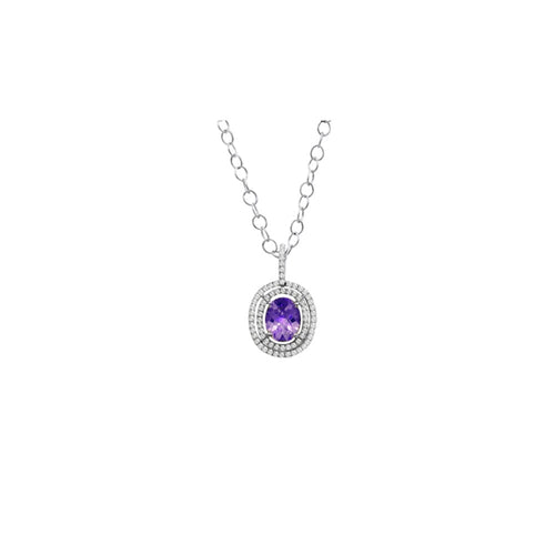 Pe Jay Creations Necklaces - 18K White Gold Amethyst Diamond