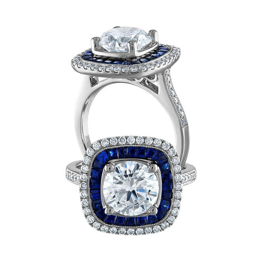 Pe Jay Creations Rings - Platinum Sapphire and Diamond Semi 