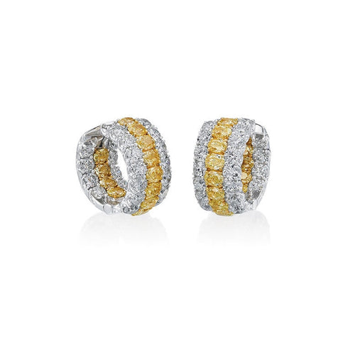 Pichiotti 18K White Gold Fancy Yellow and White Diamond Earrings