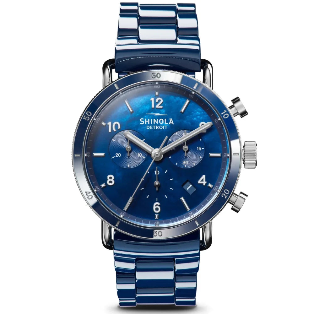 Shinola CANFIELD SPORT 40MM Blue MOP Dial Ceramic Watch – Laviano