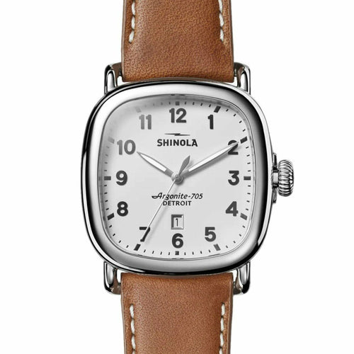 Shinola Watches - The Guardian White Dial Leather Strap 