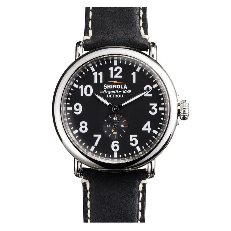 Shinola Watches - The Runwell Black Dial Leather Strap Watch