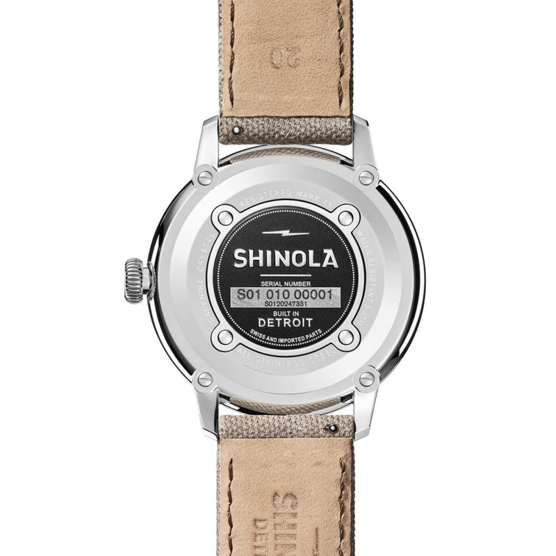Shinola The Traveler Subsecond Alabaster Textured Dial Dune