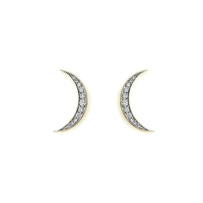 lavianojewelers - 18K Yellow Gold and Diamond Crescent Moon 