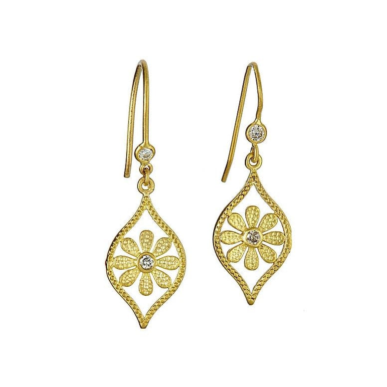 lavianojewelers - 18K Yellow Gold Sunflower Diamond Earrings