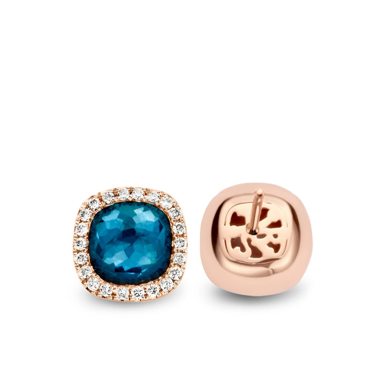 Blue topaz earrings rose on sale gold