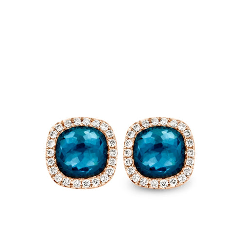Tirisi Jewelry Earrings - 18K Rose Gold Blue Topaz