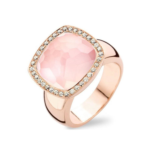 Tirisi Jewelry - 18K Rose Gold Diamond and Pink Quartz Ring 