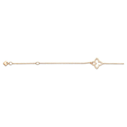 Tirisi Jewelry - 18K Rose Gold Diamond Clover Charm Bracelet