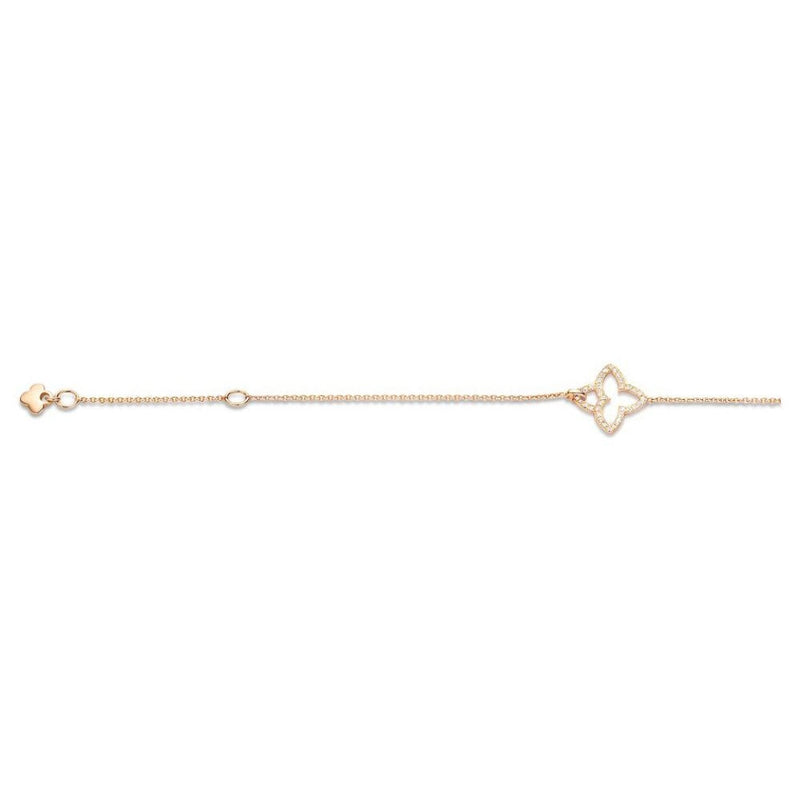 Tirisi Jewelry - 18K Rose Gold Diamond Clover Charm Bracelet