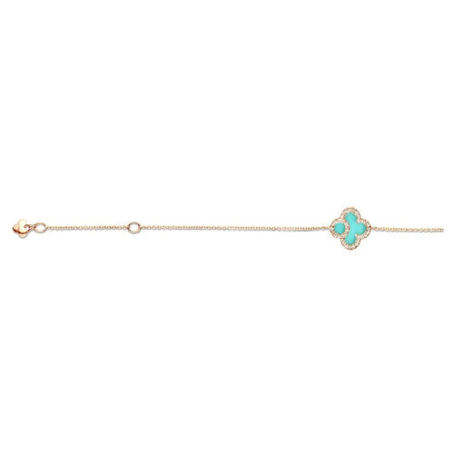 Tirisi Jewelry - 18K Rose Gold Diamond & Turquoise Clover 