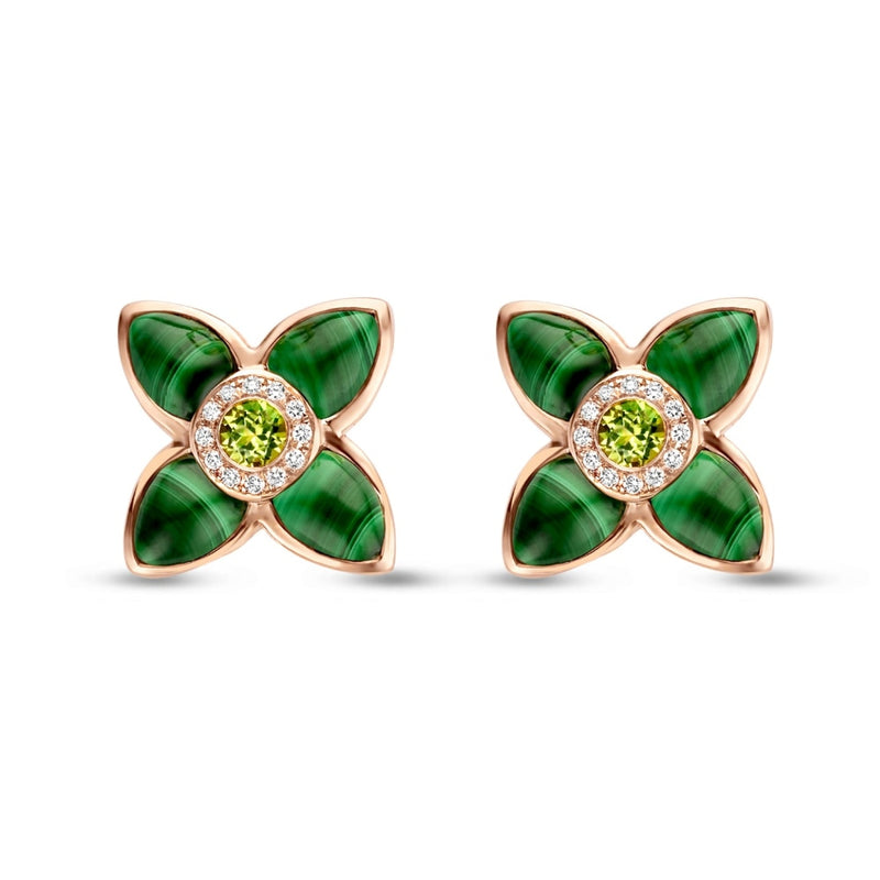 Tirisi Jewelry Earrings - 18K Rose Gold Malachite and 